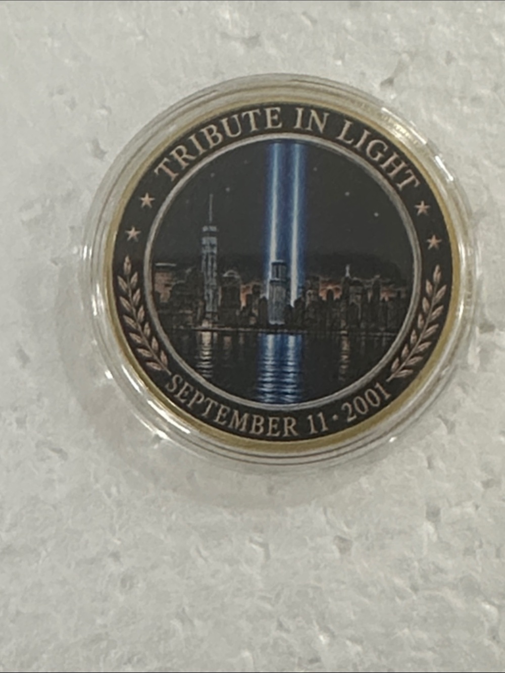 Tribute in Light September 11, 2001 Commemorative Coin - Black & Blue